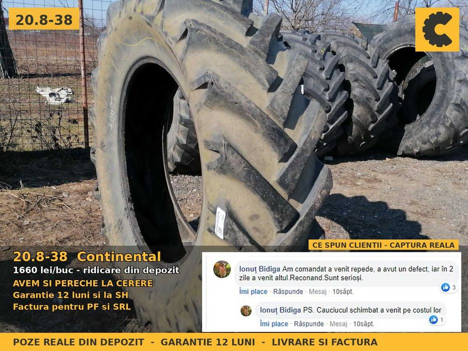 Cauciucuri Anvelope 20.8-38 20.8 38 520/85R38 20.8R38 20838 Continental Tractor Punte Spate Tractiune SH Second Hand REDUCERE Oferta Pret Bun Livrare