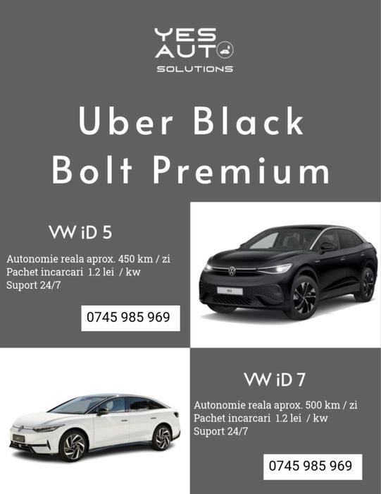Inchiriem masini Uber- Bolt(VW ID5, ID7) Discount in primele 4 sapt