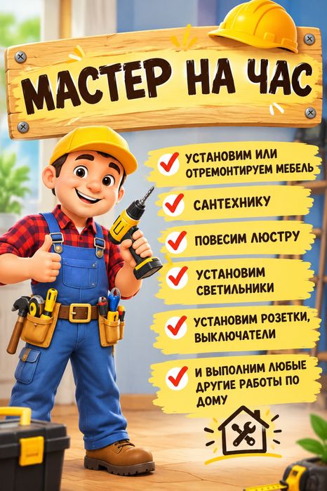 Мастер на час: электрика, сантехника, мебель, установка техники