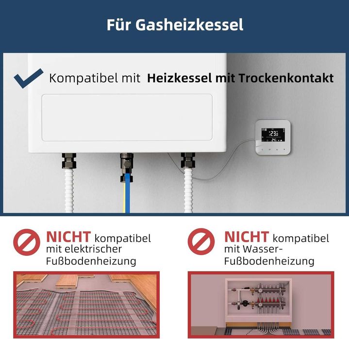 Termostat Beok WiFi Ecran LCD Digital Compatibil cu Alexa – Alb