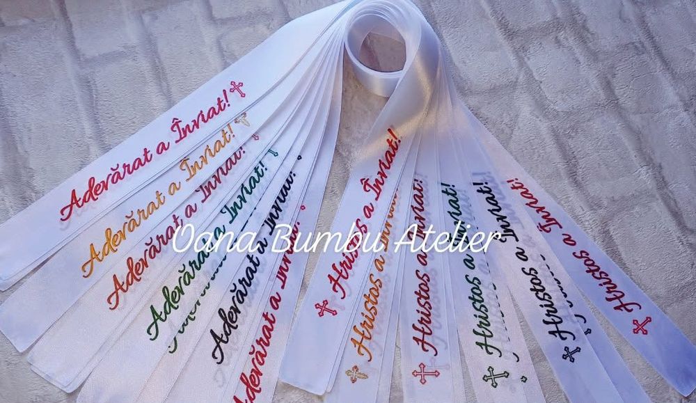 Set 10 buc Panglica text lumanari Inviere Paste