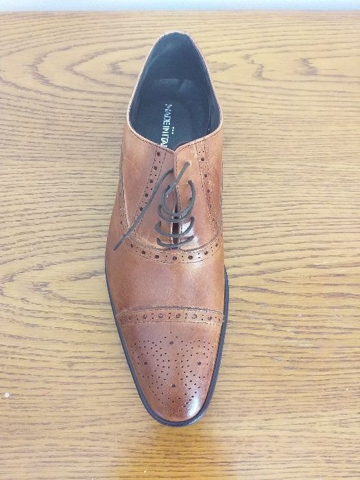 pantofi italienesti culoare cognac, piele, noi, talpa de talpa, 45