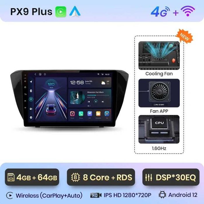 Navigatie android Skoda SUPERB 3 CarPlay AndroidAuto DSP SIM GPS USB