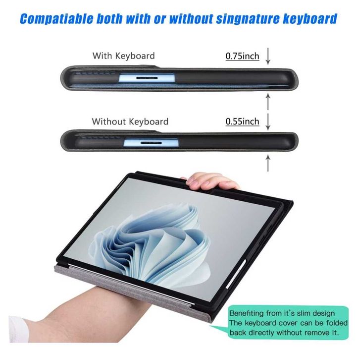 Калъф за таблет HNSMART за Microsoft Surface Pro 9/10/11, сив.