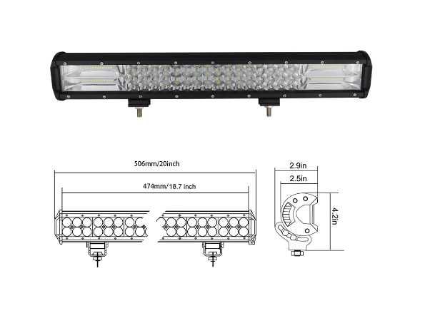 bara led led bar 288w 52 cm spot si flood + kit+braket
