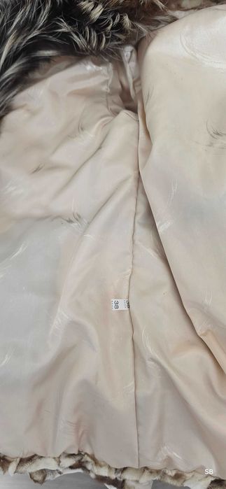 Haină blană naturală, guler pufos, mărimea 38 – ca nouă
