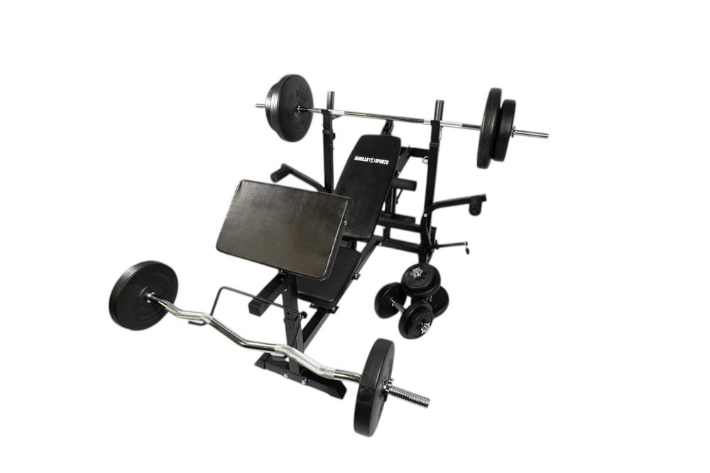 Banca Multifunctionala FITNESS + SET GREUTĂȚI 100 KG 30/31 MM