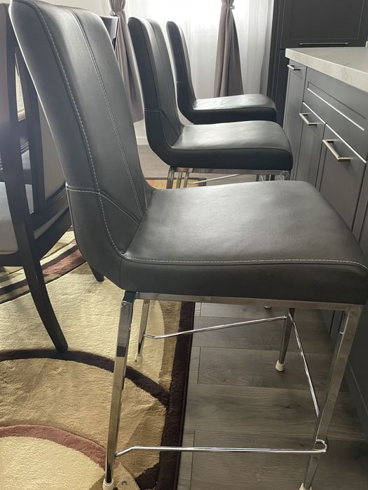 Scaune de bar/bucatarie din piele naturala gri