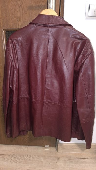 Geaca piele naturala barbati burgundy visiniu