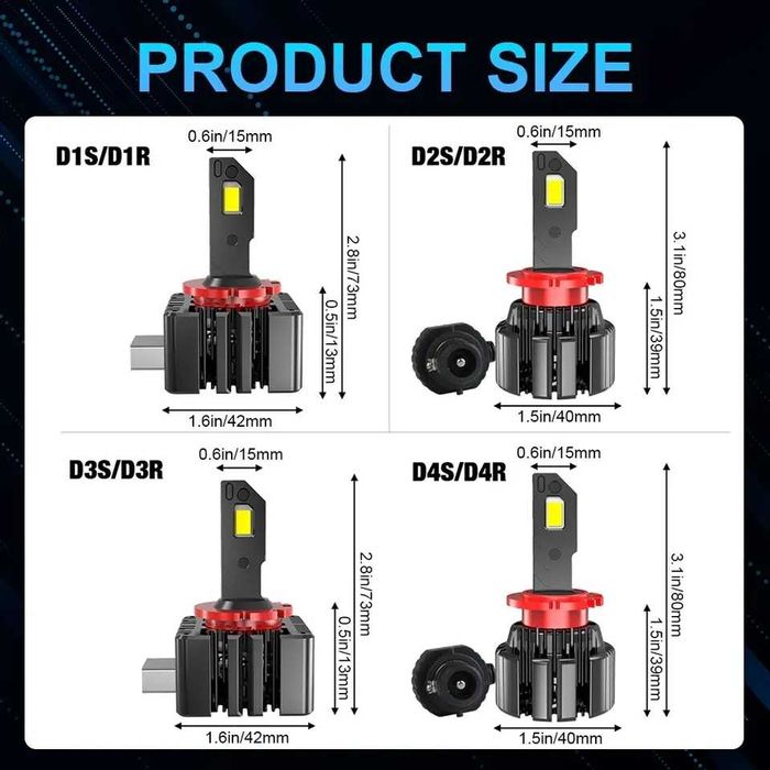 LED фарове, съвместими с оригиналните D3S/D1S/D2S лед крушки!