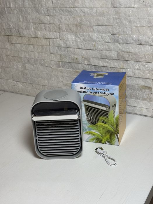 Mini Răcitor de Aer Portabil Bibica Edition  3 în 1 Răcire, Umidificare și Purificare, Rezervor 750ml, Alimentare USB, 10W