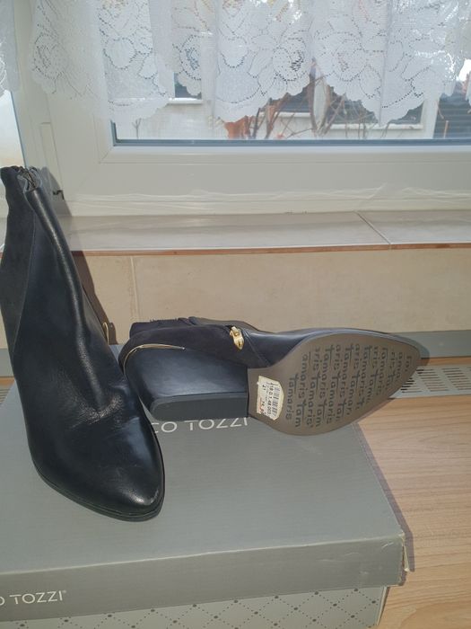 Botine noi din piele Marco Tozzi