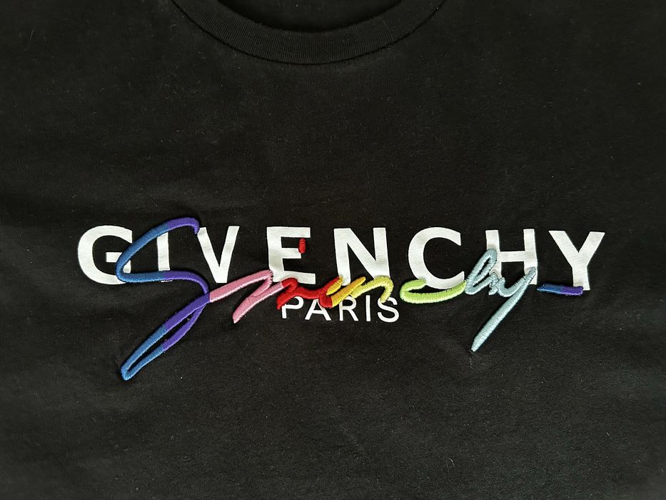 Givenchy Black Logo Embroidered Cotton T-Shirt XL