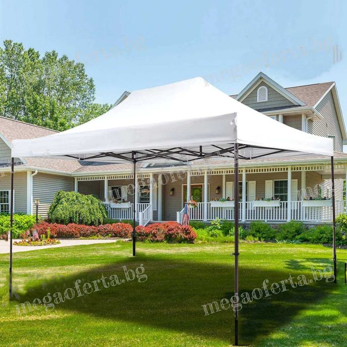 Сгъваема Шатра 3х4.50 с Усилена Конструкция и Гумирано Бяло Покривало