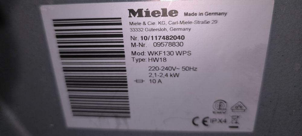 Пералня Miele WKF 130 WPS - 8кг. 1600 об. клас А+++