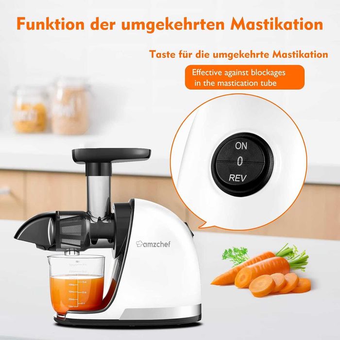 Бавнооборотна сокоизстисквачка Amzchef (ZM1501) 150W с функция за обратно дъвчене