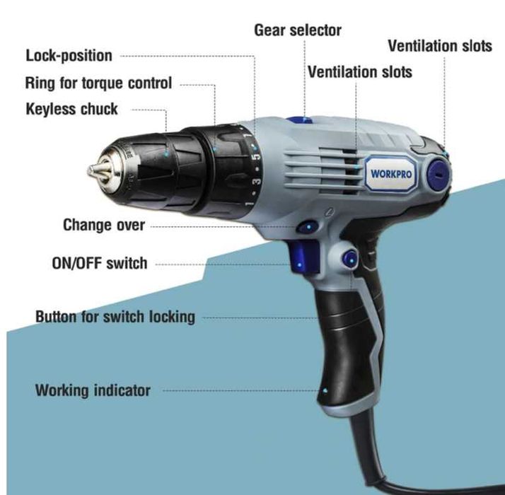Брендовая дрель- шуруповерт -WorkPro- оригинал- гарантия - доставка