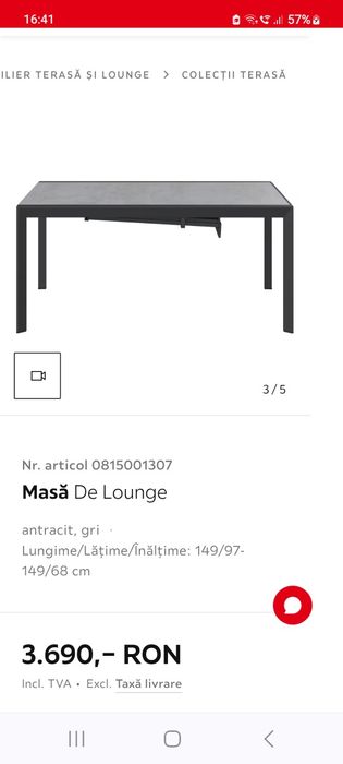 Masa de Lounge pentru gradina/terasa