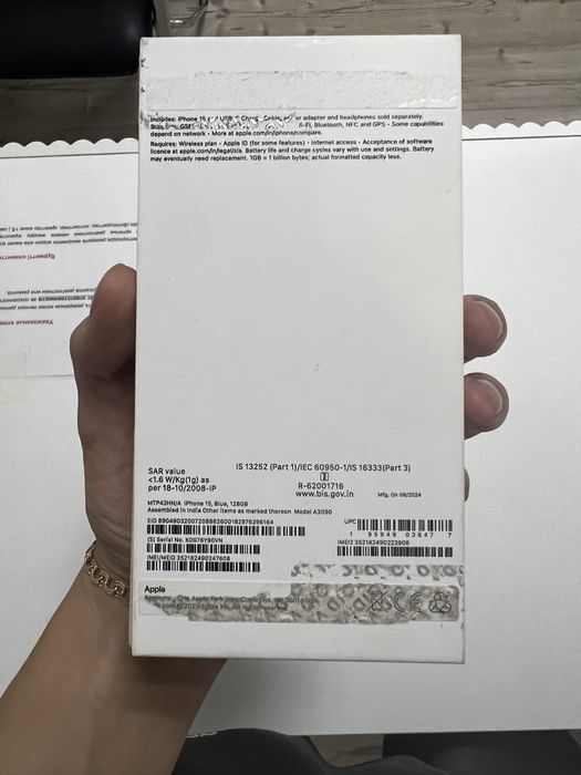 iPhone 15 blue 128 gb 85% акб заблокирован