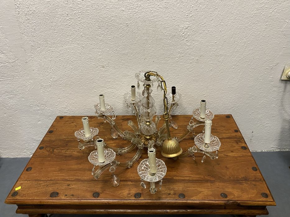 Италиански Кристален полилей с месингова основа