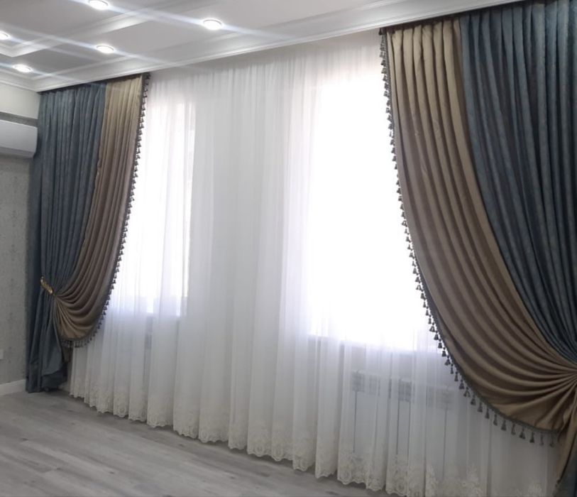 Шторы  синего цвета