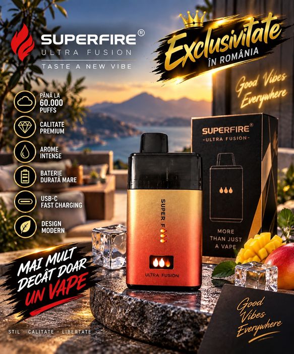 Vape 60.000 Puffs 2 Arome Reincarcabil  SuperFire