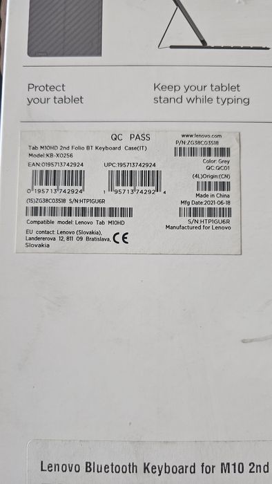 Husa cu tastatura Lenovo Tab M1OHD 2nd Folio BT Keyboard Case(IT)