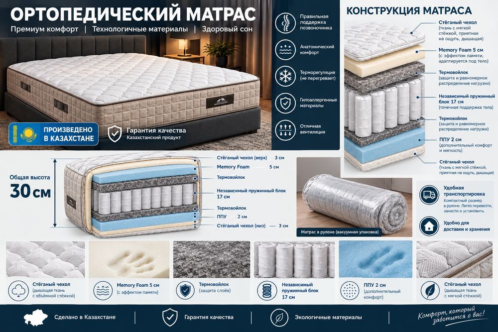 Ортопедические  матрасы  в рулоне!!!