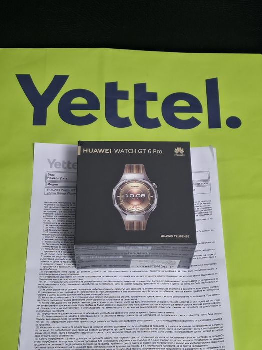 ЗАПЕЧАТАН 46mm Huawei watch GT 6 Pro BT Гаранция Yettel 2028 | GT6