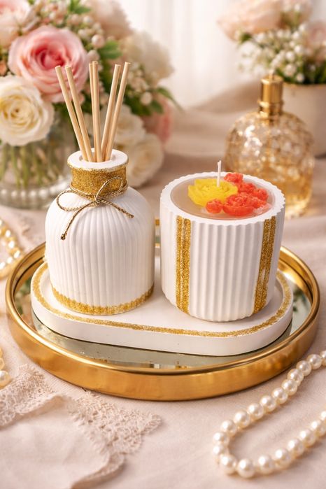 Set din ceramica cu lumanare