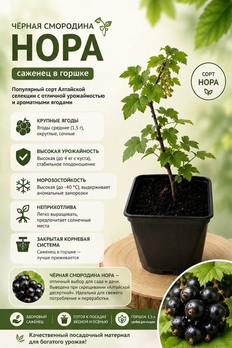 Черная смородина (в горшках)
