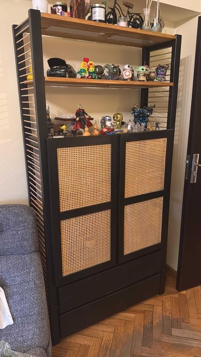 Dulap / vitrină pentru living din lemn Ikea Ivar vopsit negru