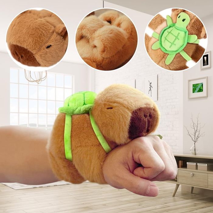 Гривна Капибара с раница Костенурка / Плюшена играчка Капибара