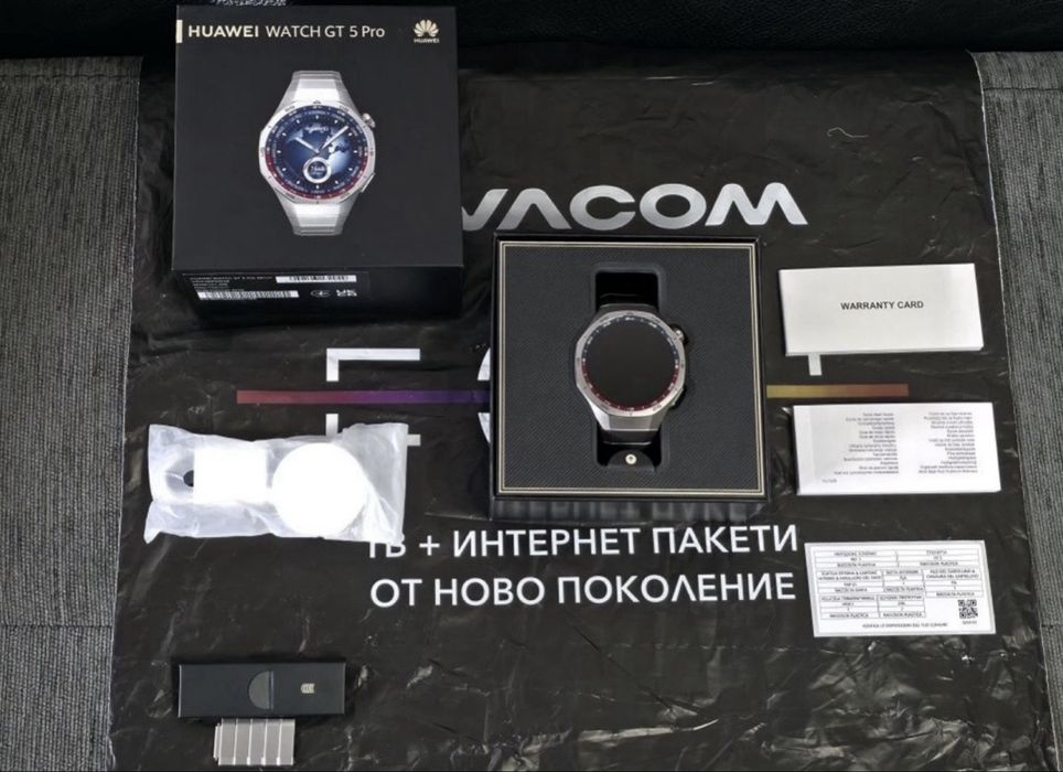 КАТО НОВ 46mm Huawei watch GT 5 Pro Vivacom Гаранция 2026 Titanium