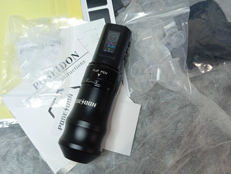 Kit Complet aparat de tatuat Poseidon NOU multi stroke 2.4-4.2 +Bonus!