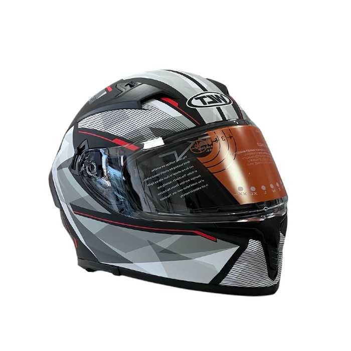 Каска за мотор WLT Matt Black Red с вградени очила.