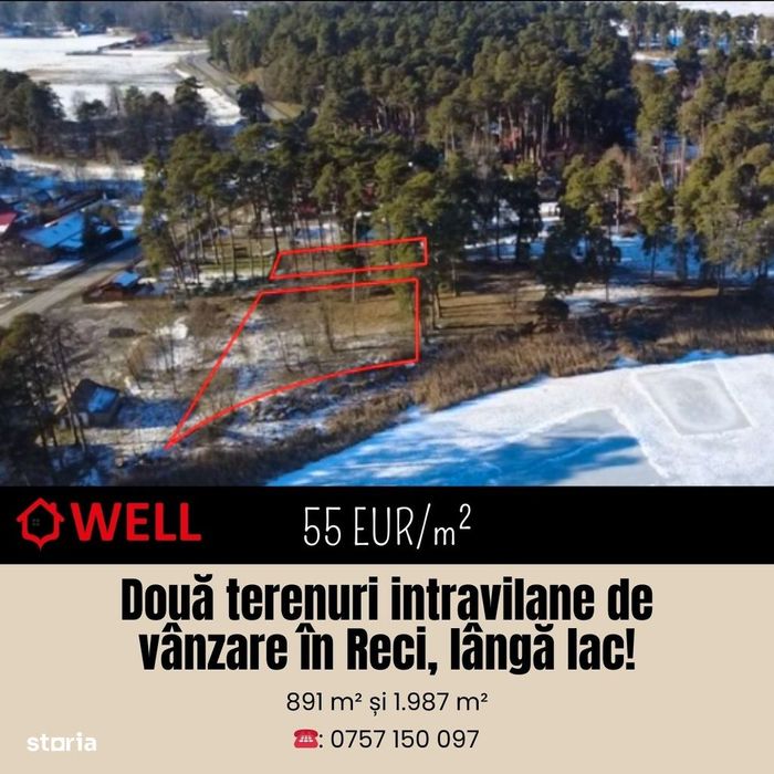 Două terenuri intravilane de vânzare în Reci, lângă lac!