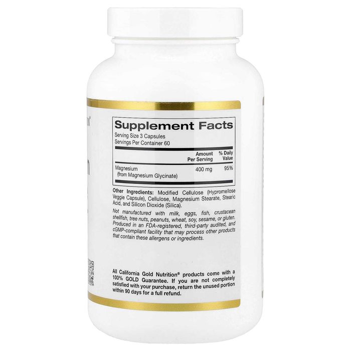 California Gold Nutrition, Глицинат магния, 400 мг, 180 капсул