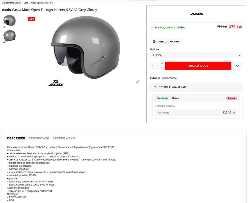 Casca scuter/moto jet Axxis Hornet XXL 63-64cm