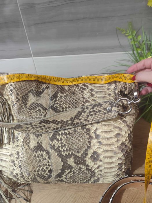 Комплект от ПИТОНОВА КОЖА -чанта за рамо и колан. Италия