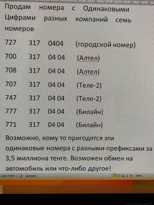 Продам номера телефонов