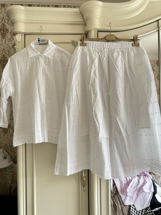 женская двойка белого цвета материал батис хб