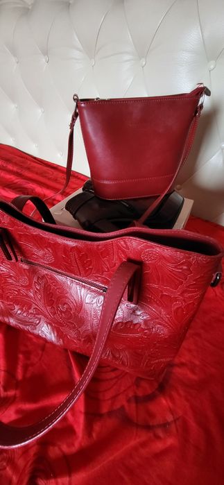 Geanta mare piele naturala, geanta mica piele naturala , ghete Musette