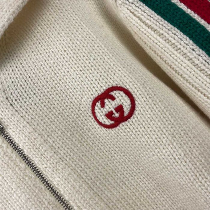 Gucci Boże Narodzenie Zielona-Czerwona-Zielona Włna Wstążka Cardigan