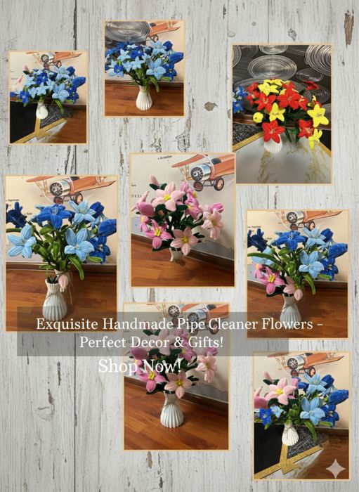 Цветы разные в корзинах, в вазах