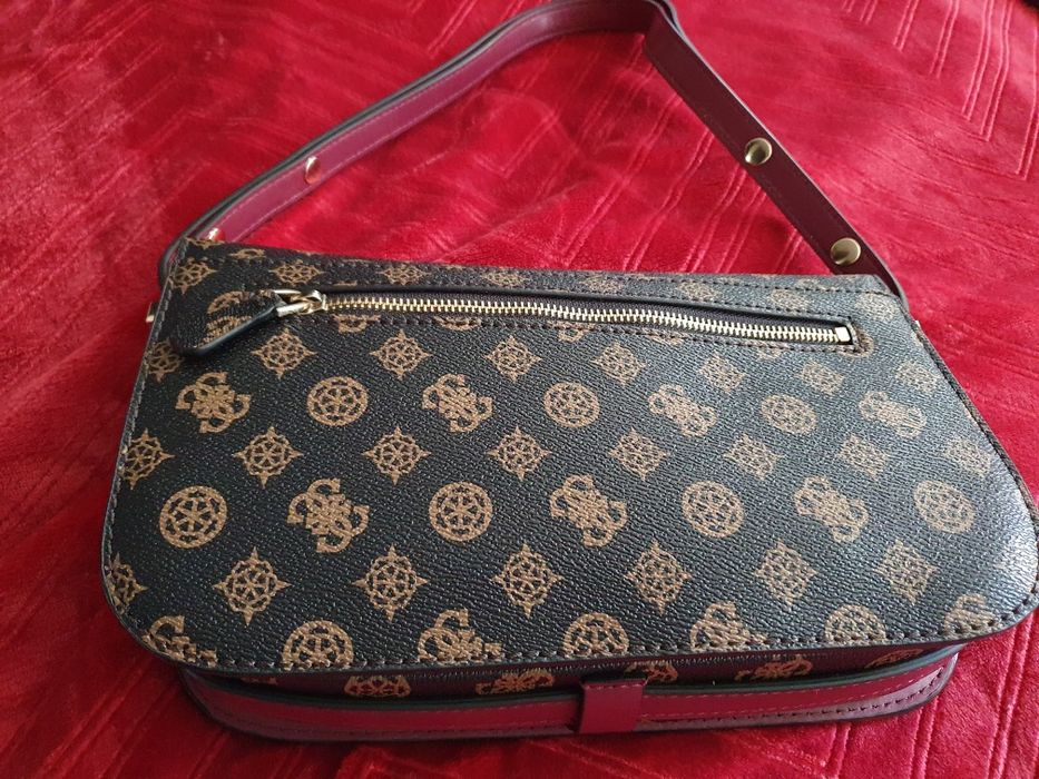 Geanta Guess Hensley negru/bordo