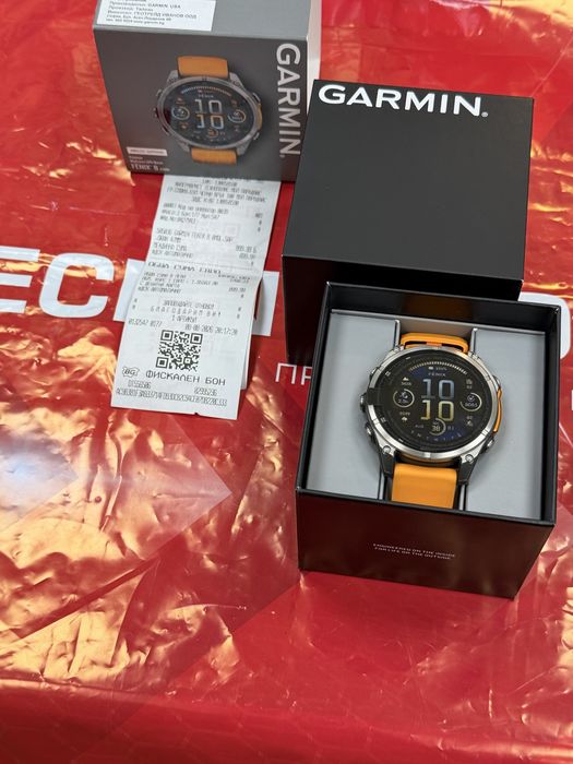 ЧИСТО НОВ 47mm Garmin Fenix 8 Гаранция Технополис 2028г. Spark Orange