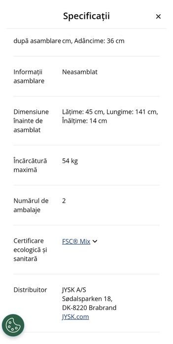 Vitrina bucatarie-living JYSK noua 132x111x36