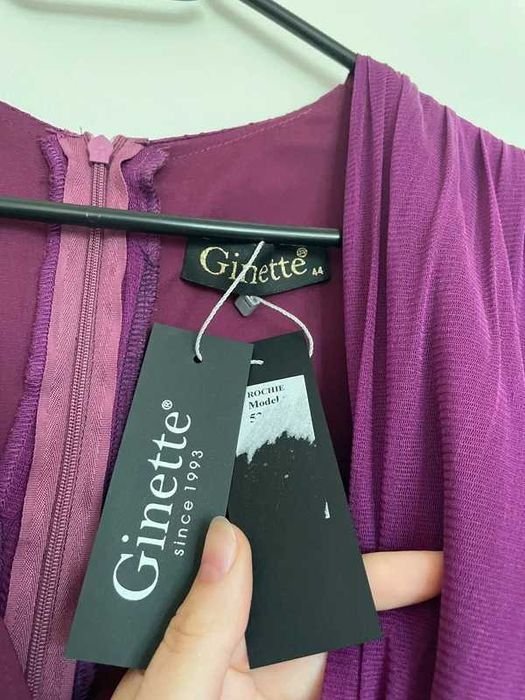 Rochie mov din matase naturala Ginette, marimea 44 (L), NOUA cu eticheta