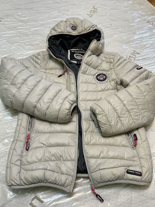 Geaca matlasata cu gluga si vatelina Gri deschis, marime L